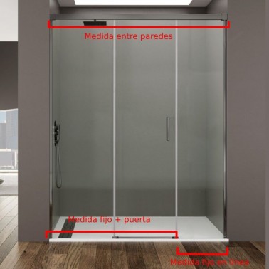 Mampara ducha fijo + puerta + fijo BASIC BLANCA