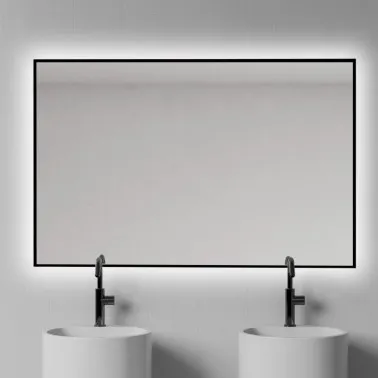 Espejo rectangular LED con marco negro B-951