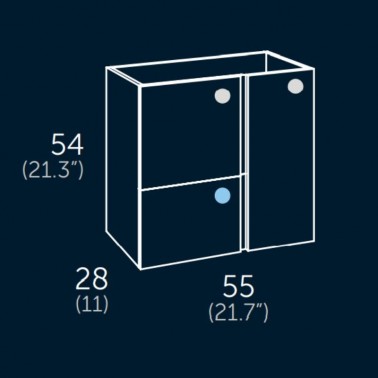 Versa 55 Mueble de Baño Suspendido a Pared Fondo Reducido | 1 cajón 2  Puertas con Lavabo Cerámico | 55cm