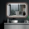 Espejo cuadrado con cantos redondeados y luz LED modelo AUSTRIA