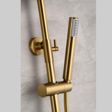 Conjunto de ducha termostático LINE oro cepillado
