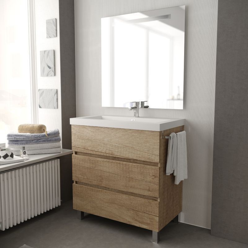 Mueble de baño con pie Spazio marrón topo de 80x65x40 cm