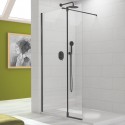 Mampara ducha panel fijo + puerta abatible TUTTI NEGRO MATE