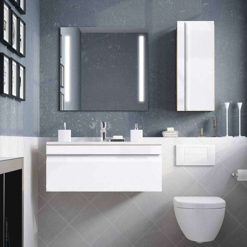 Conjunto de baño PURE: mueble con lavabo 60 x 63 x 32 cm + 2 columnas