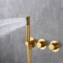 Conjunto de ducha empotrado termostático Oro cepillado ASSEN
