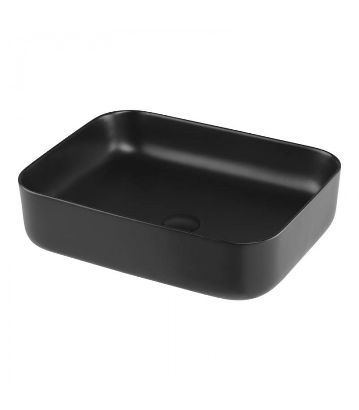 Lavabo sobre encimera cerámico rectangular Quimera negro mate