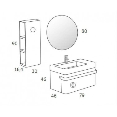 Mueble de baño suspendido modelo Strip Plus de 80 cm COYCAMA