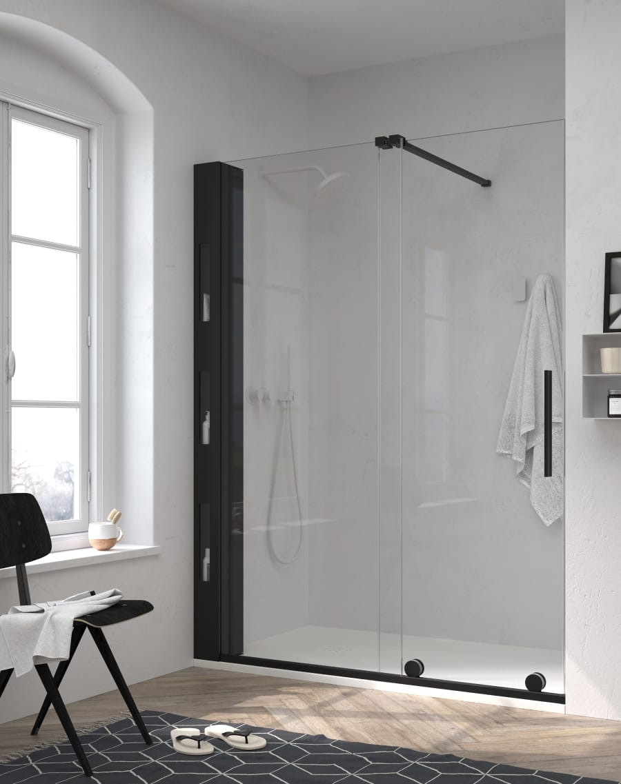 Mampara de ducha con armario integrado